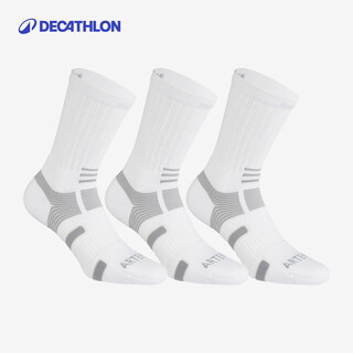 Decathlon socks, sports socks, high-cut cotton socks, breathable and warm, plush terry thickened-white (3 pairs)-2932764