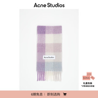Acne studios 6-issue interest-free men's and women's same style plaid tassel rainbow vally scarf wool shawl lilac/white one size