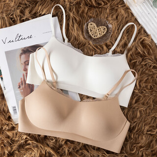 Seamless bandeau bra, thin pure lust lace, anti-exposure, large breasts, small breasts, secondary breasts, anti-sagging, push-up bra, milky white m (34/75ab)