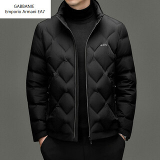 Emporio armani ea7 armani middle-aged men's down jacket 2026 autumn and winter new coat thickened and warm short stand-up collar men's winter black l 175