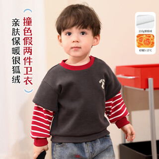 Luson little o daddy baby boy baby velvet sweatshirt fake two-piece winter 2025 new baby warm winter top
