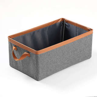 Yusenyi home clothes storage box clothes and pants organizing box jeans storage box hard to put in wardrobe foldable upgraded leather-edged gray size 46x27x20cm