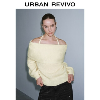 Ur2026 spring new women's clothing charming and elegant one-neck halter neck sweater uwg960015 original white s