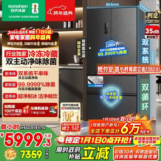 Rongsheng cube sugar 515l french-style multi-door refrigerator dual-system ultra-thin zero-embedded automatic ice making first-class energy efficiency gray bcd-515p60fznad national subsidy world cup