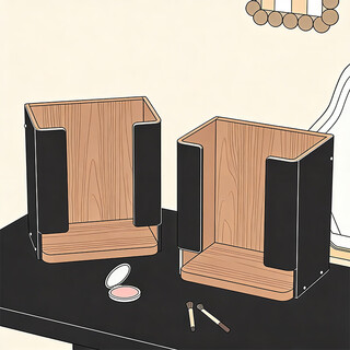 Ersijia cosmetic storage box advanced facial mask acrylic transparent box compartment box desktop large capacity skin care product storage rack walnut-black tea