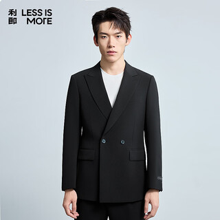 Lilang youth business men's wear peaked collar suit stretch anti-wrinkle easy-care double-breasted suit two-piece black (1ya) 165a