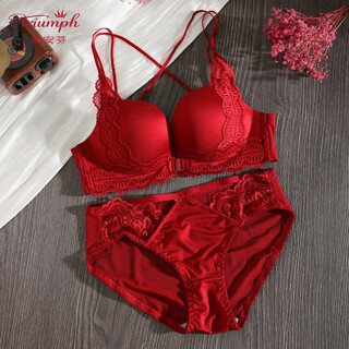 Triumph zodiac year bra set women's red small breast push up thickened 2026 beautiful back sexy front button bra set retro red set 80a 36