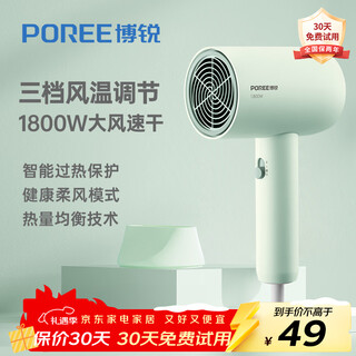 Flyco borui hair dryer home high power hair dryer student dormitory portable high wind power low noise three temperatures 360 air concentrator hair dryer christmas gift for girlfriend green popular recommendation quick drying no damage to hair ph1622 1800w