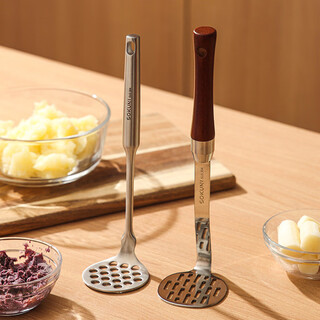 Wing fantasy 316 stainless steel potato mash press god 304 press mash egg complementary food mash rolling tool spoon 304 steel mud press all steel thickened model