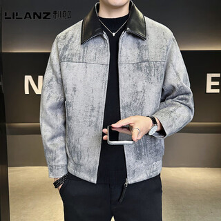 Lilanz official lapel jacket winter men's 2025 new trendy casual versatile executive jacket thickened white duck down gray - flagship model 3xl