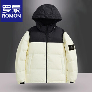 Romon национальный стандарт 50 пуховик мужской белый утиный пух с капюшоном повседневная куртка модная деловая повседневная куртка кремово-белый l
