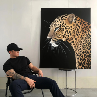 Fantasy black panther bedside table living room decorative painting, grand hotel b&b model room hanging painting, type d, high-definition giclee, handmade framing, 30x40, frameless painting, wrapped edge for wall hanging