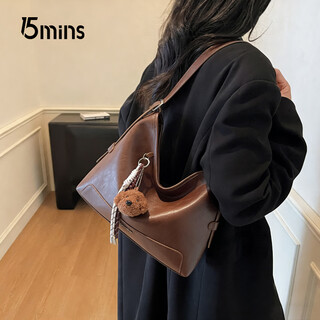 15mins bag for women 2025 new vegetable tanned light luxury large capacity single shoulder crossbody hobo bag for women commuting ladies bucket bag