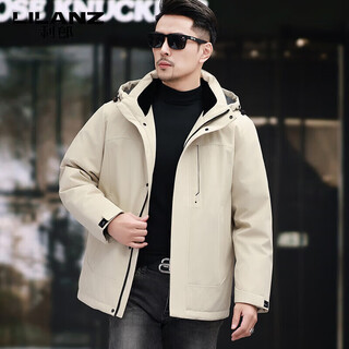 Мужской пуховик lilanz, новинка 2025 года, зимняя съемная шапка, модная холодная и ветрозащитная мужская куртка кремового цвета m 170