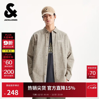 Jack&jones men's shirt classic fashion trend comfortable cotton letter embroidered long-sleeved lapel shirt 2253o3018