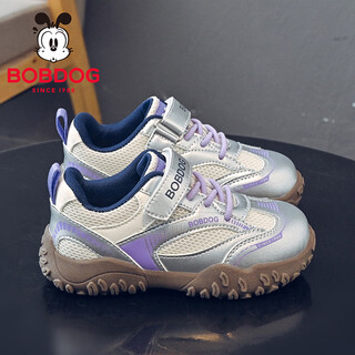 Bobdog children's shoes girls spring low-top mesh shoes casual shoes soft sole children's sports shoes 102561004 silver/refreshing purple 29