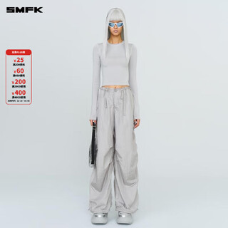 Smfk extreme sports skin top uls01lg1/b1 women's simple fashion slim slim high elastic bottoming long sleeve dust gray l