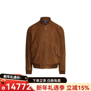Ralph lauren ralph lauren new year's gift ss22 solid color zipper cashmere leather casual long-sleeved leather jacket for men brown brown m