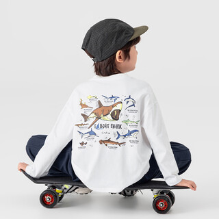 Duojia boys' t-shirts, spring and autumn, handsome casual printed children's cotton tops, medium and large children's fashionable versatile round neck long sleeves