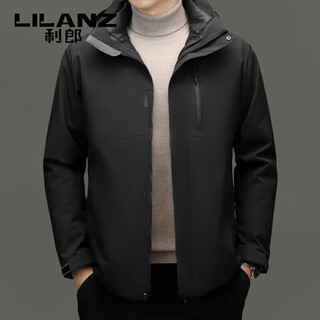 Lilanz 2025 winter new three-in-one down jacket men's short removable liner jacket warm jacket trendy black m