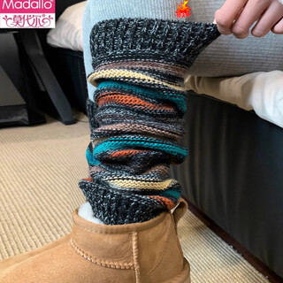 Modal maillard brown sock covers women's calf socks bubble socks with boots socks non-warm leg cover long socks contrast color black 1 pair one size fits beautiful legs