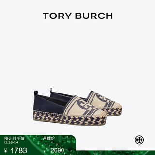 Tory burch online exclusive double t logo fisherman shoes women's shoes 89414 navy blue 410 39
