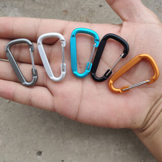 Diy small mini keychain aluminum alloy color carabiner no. 4 buckle d-shaped bag buckle decoration spring hanging buckle 4 colors please note