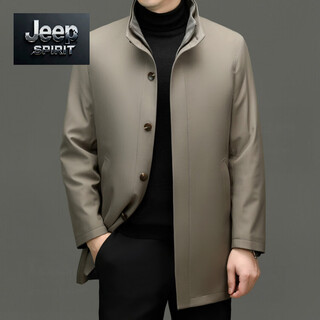 Jeep spirit marca de lujo chaqueta de alta gama para hombres 2026 otoño e invierno nuevo estilo joven y de mediana edad forro extraíble cortavientos de lana de oveja color caqui oscuro 3xl 190175-185jin jin equivale a 0,5 kg
