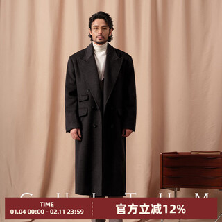 Cultum warm pure wool fabric winter thick double-breasted chester wool coat men's commuter formal jacket black xl