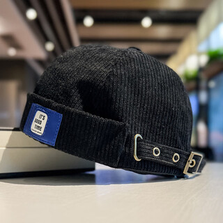 San rodeo melon cap men's japanese cord velvet melon cap men's and women's autumn and winter hip-hop ruffian hats street trendy hats black one-size-fits-all adjustable