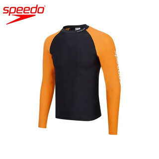 Speedo free leather men's swimsuit swimming suit contrasting color comfortable long-sleeved swimming trunks surfing and sun protection 25 years new style orange wind breaking waves (top) s (25)