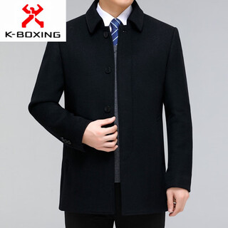 Kbxng jinba sheep coat men's 2025 winter business casual middle-aged and elderly thickened warm short wool single-lined jacket black m 170