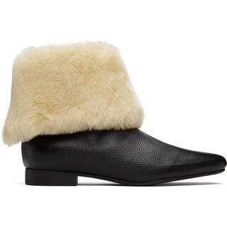 Toteme light luxury women's black & beige downtown shearling ankle boots black/beige 20 | 35 it