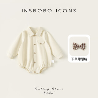 Insbobo baby clothes 2026 spring and autumn new style triangular romper for baby boys small month-old outing cuddle clothes spring clothes off-white free accessories with order 90cm