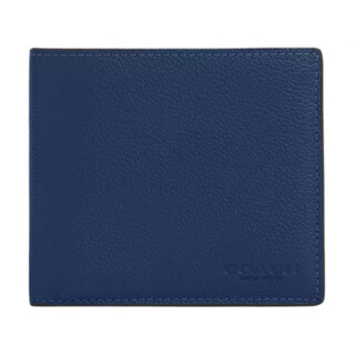 Coach 10 solid color letter logo smooth calfskin wallet men's dark blue dark blue 1 dark blue 2