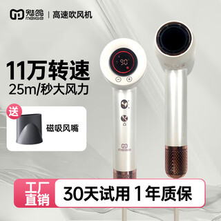 Mei ge high speed hair dryer home hair dryer high power no hair damage leafless hair care hair dryer negative ions high wind power fast drying low noise portable hair dryer gift for girlfriend pearl white supreme model 1600w 2 meters long 400 million negative ions