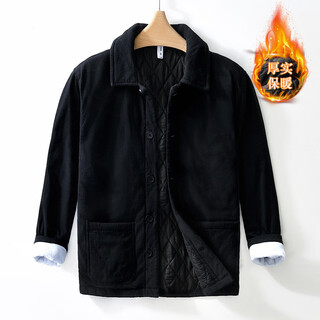 Yzyu single farmer men's cotton coat winter thickened cotton coat loose square collar pure cotton casual warm top black m 170/88a