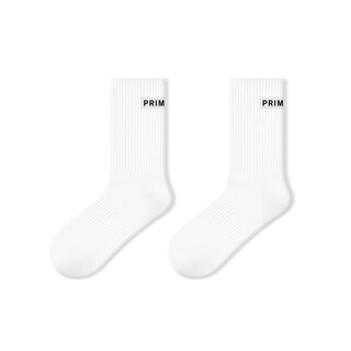 Pami primeet/pami cotton socks women's spring and autumn mid-calf socks sports letters black and white basketball running stockings white-pack 1 pair one size fits all (suitable for sizes 36-39)