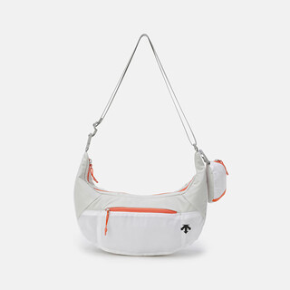 Descente men's and women's sports bag lightweight and comfortable training travel half-moon crossbody bag white/white