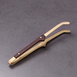 He jiagong brass tea clamp teaspoon set solid wood teaspoon tea cup tweezers washing cup clamp tea clip kung fu tea set accessories ebony + brass tea clip