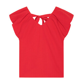 Juicy couture bj juicy couture juicy couture new shirt short sleeve lotus leaf flying sleeve embroidery holiday style women red m