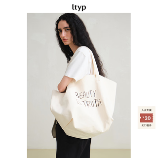 Journey original ltyp heavy cotton canvas original hand-painted slogan tailored casual large capacity tote bag cream apricot one size