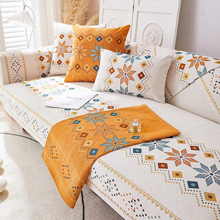 Zichen sofa cushion is suitable for all seasons, 2025 new chenille sofa cushion, anti-slip, high-end leather sofa special cushion, sicily-white (skin-friendly chenille, wear-resistant and non-grabbing) 70*150cm (two people)