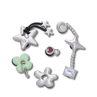 Crocs (crocs) 2026 spring new futuristic silver five-piece set zhibixing shoes flower shoe accessories decoration futuristic silver five-piece set