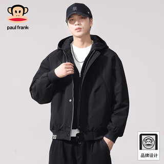 Paul frank japanese retro casual hooded down jacket men's 2025 winter new loose warm and comfortable trendy top black 90% duck down m recommended 90-120jin jin equals 0.5kg