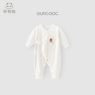 Guiqi bear newborn baby strap monk clothes spring and autumn newborn boneless bottoming pajamas infant long sleeve one-piece harness milk white 52cm