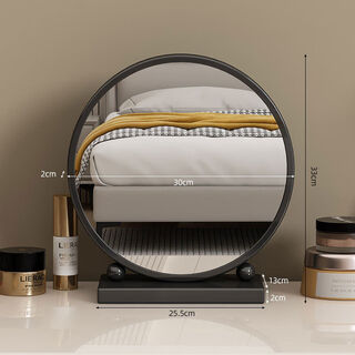 2025 new large size desktop desktop makeup mirror home bedroom light luxury iron dressing table mirror dressing mirror no light model black 30 high definition mirror + damaged reissue