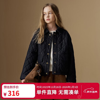 Elle kids girls autumn and winter casual versatile cotton clothes quilted cotton plaid fashion lapel children's denim cotton clothes jacket