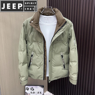 Jeep spirit down jacket men's winter 2025 new men's youth short winter clothes thickened stand collar jacket trendy yr-008 green m