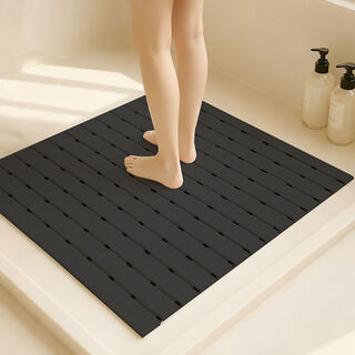Fantasy bathroom mat toilet partition water mat bath shower foot mat hotel bathtub toilet door anti-fall floor mat fourth generation small square strip/obsidian black 61x90cm thick model export quality exclusive patent